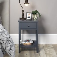 Set of 2 Shaker Blue 1 Drawer Petite Bedside Cabinets, Midnight Blue - Blue