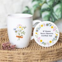 Flowers Mug And Coaster Gift Set - White