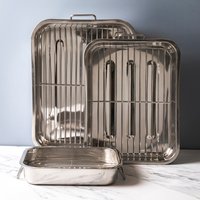 KitchenCraft Stainless Steel 27.5cm x 20cm Roasting Pan - Silver