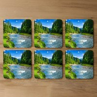 Beautiful scenery Designer Coaster Set - Blue