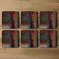 Psychedelic Print Coaster - Red