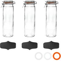 Glass Spaghetti Jar and Labels Set - 2 Litre - Orange Seal / Clear / 3