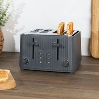 Kitchen Master Ribbed 4 Slice Toaster - Charcoal
