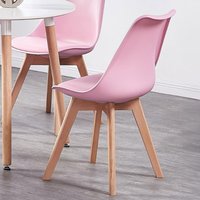Single Lorenzo Retro Plastic Dining Chair with Padded Seat Dining Room Chairs - Pink