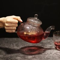 Round Pearl Glass Infuser Teapot Elegant Easy Brewing - Clear