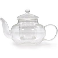 Glass Infuser Teapot Round Pearl Clear Stovetop Safe Gift Box - White