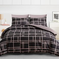 Bricks Microfibre Duvet Cover Set with Matching Pillowcase - Warm Grey / King