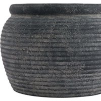 Wyld Haus Small Dark Grey Ribbed Round Ceramic Plant Pot - Grey