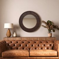 Eternal Wooden Round Wall Mirror - Gold
