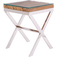 Kerala Natural Sal Wood Side Table - Brown