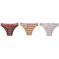 Three Pairs of Low-rise Striped Ribbed Knickers - 3 Pairs / UK 8