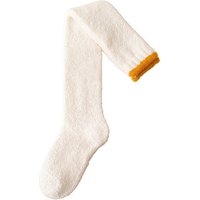 Women Warm Fleece Over The Knee Socks - White