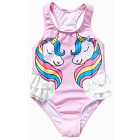 Girls One Piece Ruffled Swimsuit - Unicorn / 5 Years / 10+