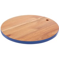 Socorro Round Acacia Chopping and Serving Board with Blue Edge - Natural, Blue