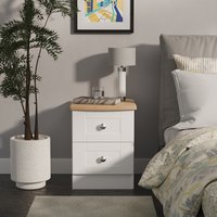 Sussex Fully Assembled 2 Drawer Bedside Cabinet - White Ash & Bardolino Oak