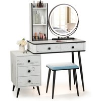 Makeup Desk Stool Set - White