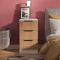 Java Ready Assembled 3 Drawer Bedside - Slatted Effect & White