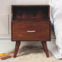 Solid Wood T-bar Raised Back Bedside - Chestnut