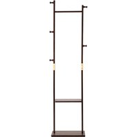 Modern Wooden Coat Stand with 5 Hooks - Walnut