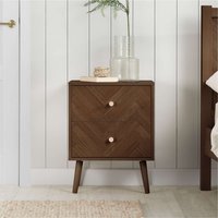 2 Drawer Oak Brown Wooden Bedside Birlea Herringford - Walnut