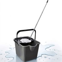 2 x Hard Floor Cleaning 12L Metallic Mop & Bucket Set With Pouring Lip