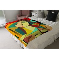 Abstract Portrait Blanket - Pink