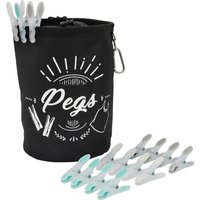 Large Peg Bag with 144 Soft Grip Pegs - Black