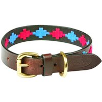 Polo Leather Dog Collar - Beaufort Brown/Pink/Blue