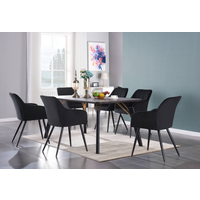 Camden Cosmo LUX Dining Set Includes a Table and Chairs Set of 6 - Black