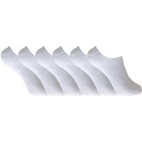 6 Pack Ladies Anti Sweat Bamboo Liner Ankle Socks with Grips - White