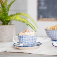 Pack of 6 Hand-Printed Cappuccino Cups 250ml - Navy