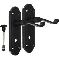 Ashford Bathroom Lock Scroll Lever Door Handle - Matt Black - Matt Black