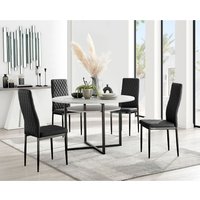 Furniturebox UK, Adley Grey Concrete EffectDining Set and 4 Velvet Milan Black Leg Chairs - Grey Furniturebox UK, Adley Grey Concrete EffectDining Set and 4 Velvet Milan Black Leg Chairs - Grey