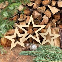 Star Decoration Set , Garden Sign , Home Gift , Christmas Decorations Gold - gold