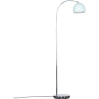 Polished Chrome Curved Stem Floor Lamp With Gloss Blue Metal Dome Light Shade - Silver