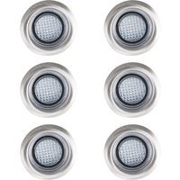 ValueLights, 6 Pack IP67 Rated 40mm White LED Round Garden Decking Kitchen Plinth Lights Kit - Silver ValueLights, 6 Pack IP67 Rated 40mm White LED Round Garden Decking Kitchen Plinth Lights Kit - Silver