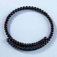 Womens Single Strand Freshwater Cultured Pearl Choker Necklace - Black