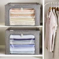 Set of 2 Foldable Clothing Storage Boxes - Grey