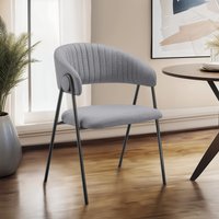 Dining Chair Bedano - Padded, Woven Fabric Armchair - Grey / 2