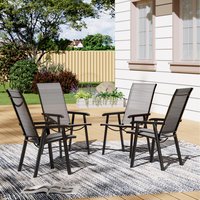 Black Folding Garden Chair Set - Black / 4