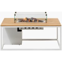 Cosiloft 120 White and Grey Garden Fire Pit Table Outdoor with Glass Fire Guard - Natural