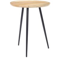 Solid Mango Wood Round Side End Lamp Large - Light Oak Finish