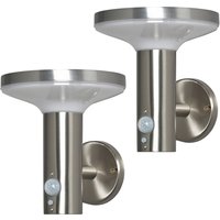 2 Pack of Uris Outdoor Solar LED Wall Lights with PIR Sensor - Stainless Steel