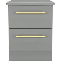 Haworth Ready Assembled 2 Drawer Bedside Cabinet - Dusk Grey