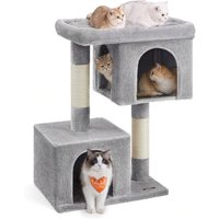101 cm XL Cat Tree Tower with Large Perch, Caves, and Scratching Posts - Grey