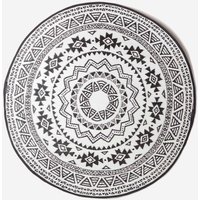 Homescapes Outdoor Rug Waterproof Reversible, 180cm Round, Black and White Motif - Black