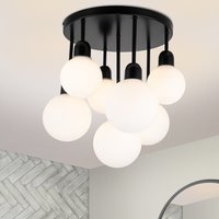 COSYLYTE Broome Bathroom 7 Light Glass Ceiling Light - Matt Black