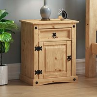 Corona 1 Drawer 1 Door Bedside Cabinet Table Nightstand - Pine