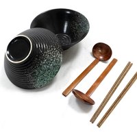 Ramen Bowl Set of 2 Includes Chopsticks and Spoons Green - Green