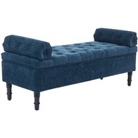 Chenille Upholstered Bench with Hidden Storage - Blue
